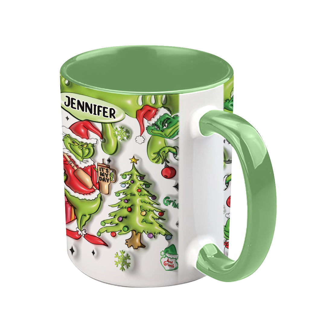 Personalized Grinch Accent Mug Custom Name Christmas Gift Accent Mug GradoCreations