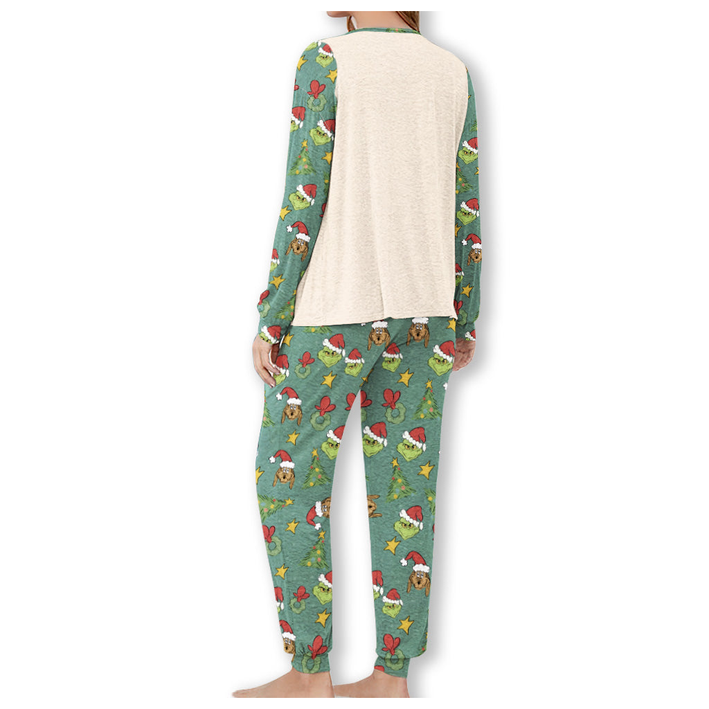 Personalized Grinch Christmas Pajama Set for Family | Custom Names Pajamas Set GradoCreations