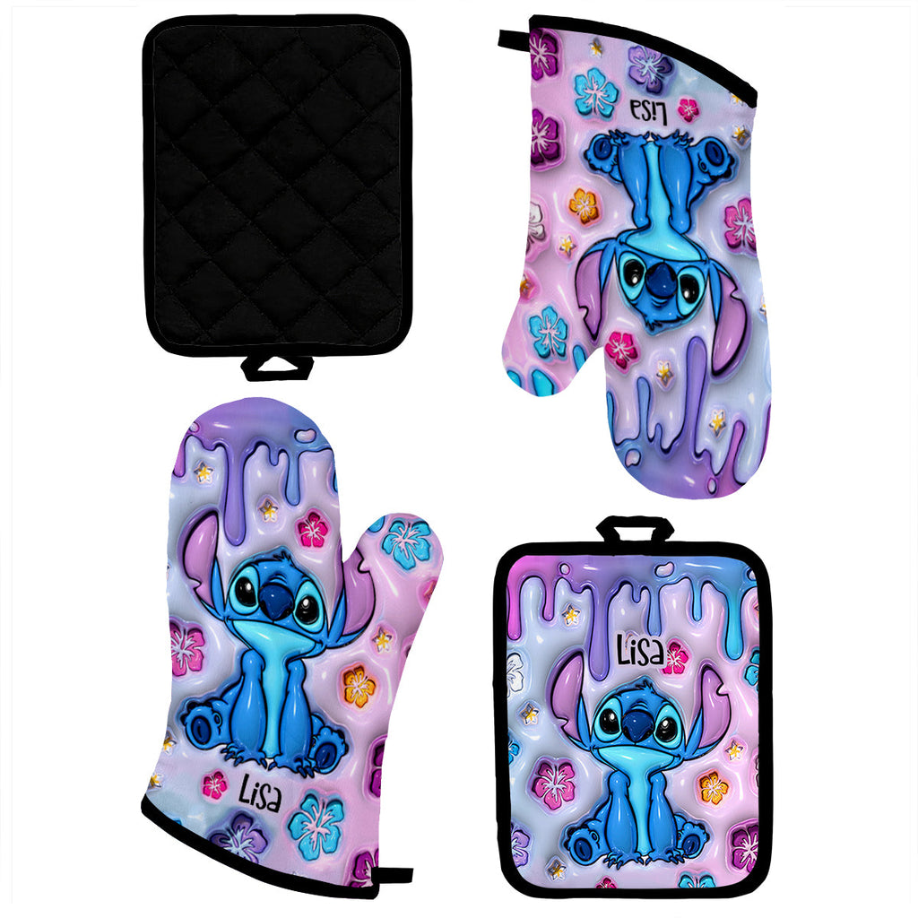 Personalized Ohana Oven Mitts & Pot Holder Set Custom Name Gift for Home Oven Mitts & Pot Holder Set GradoCreations