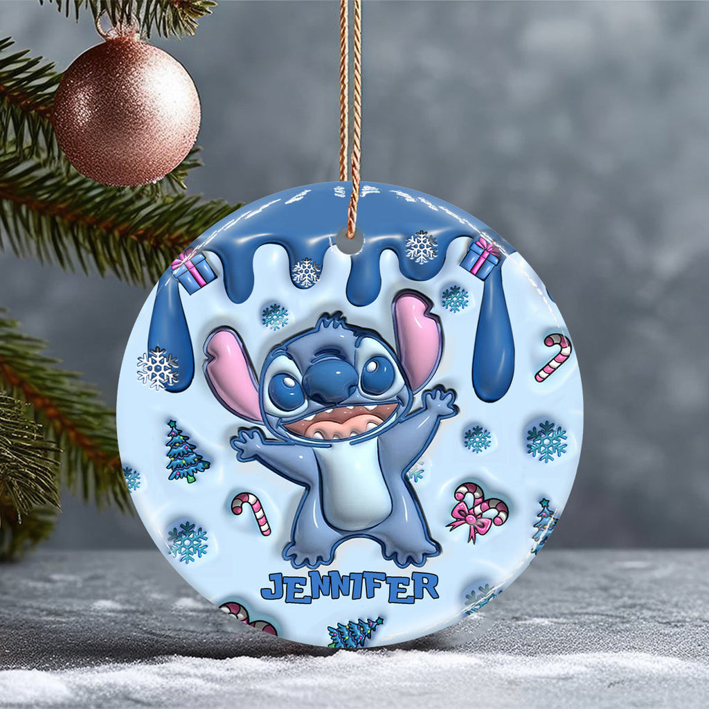 Personalized Ceramic Circle Ornament Merry Christmas Gift Ceramic Circle Ornament GradoCreations