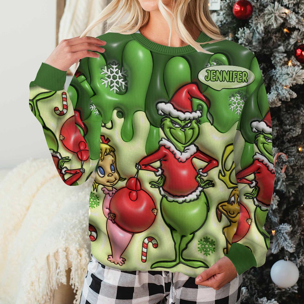 Personalized Grinch Christmas Ugly Sweater Gift for Mom Ugly Sweater GradoCreations