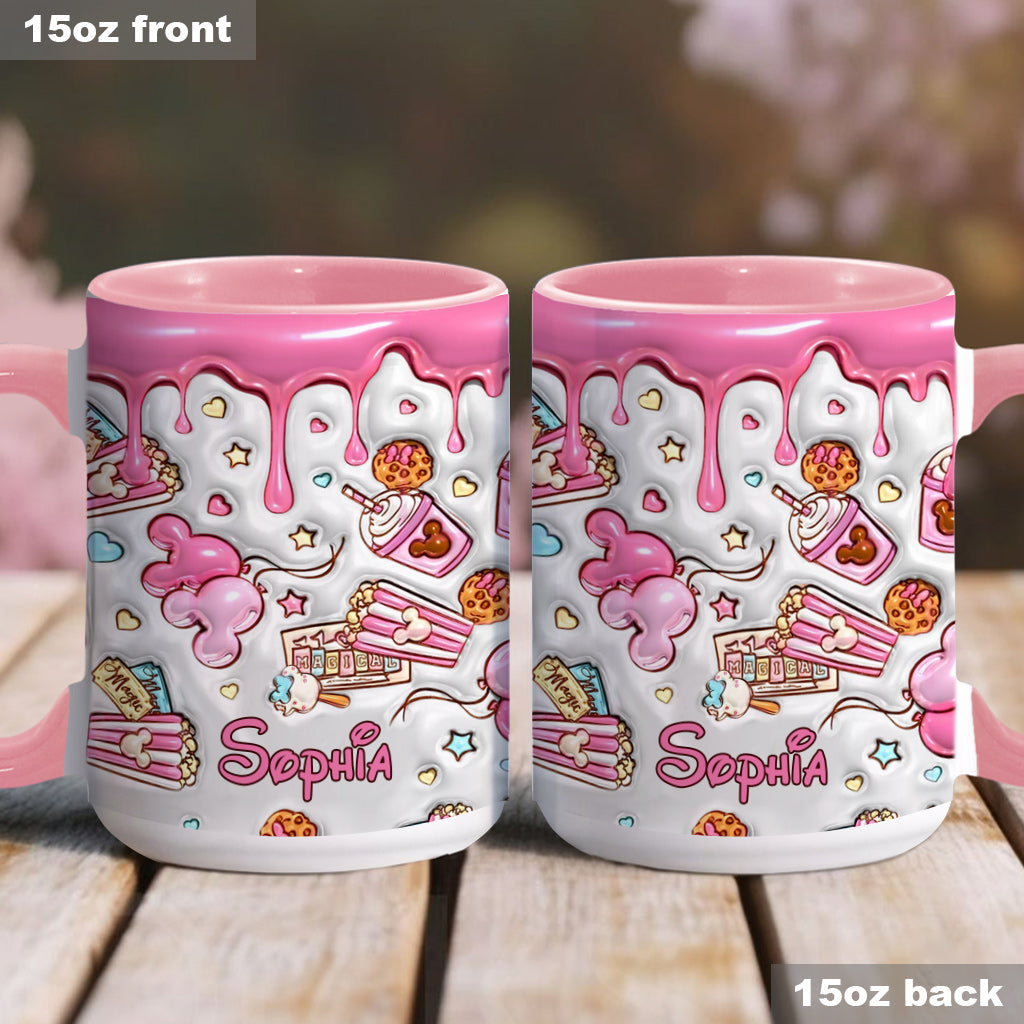 Personalized Pink Mouse Ears Accent Mug Custom Name Gift for Birthday Accent Mug GradoCreations