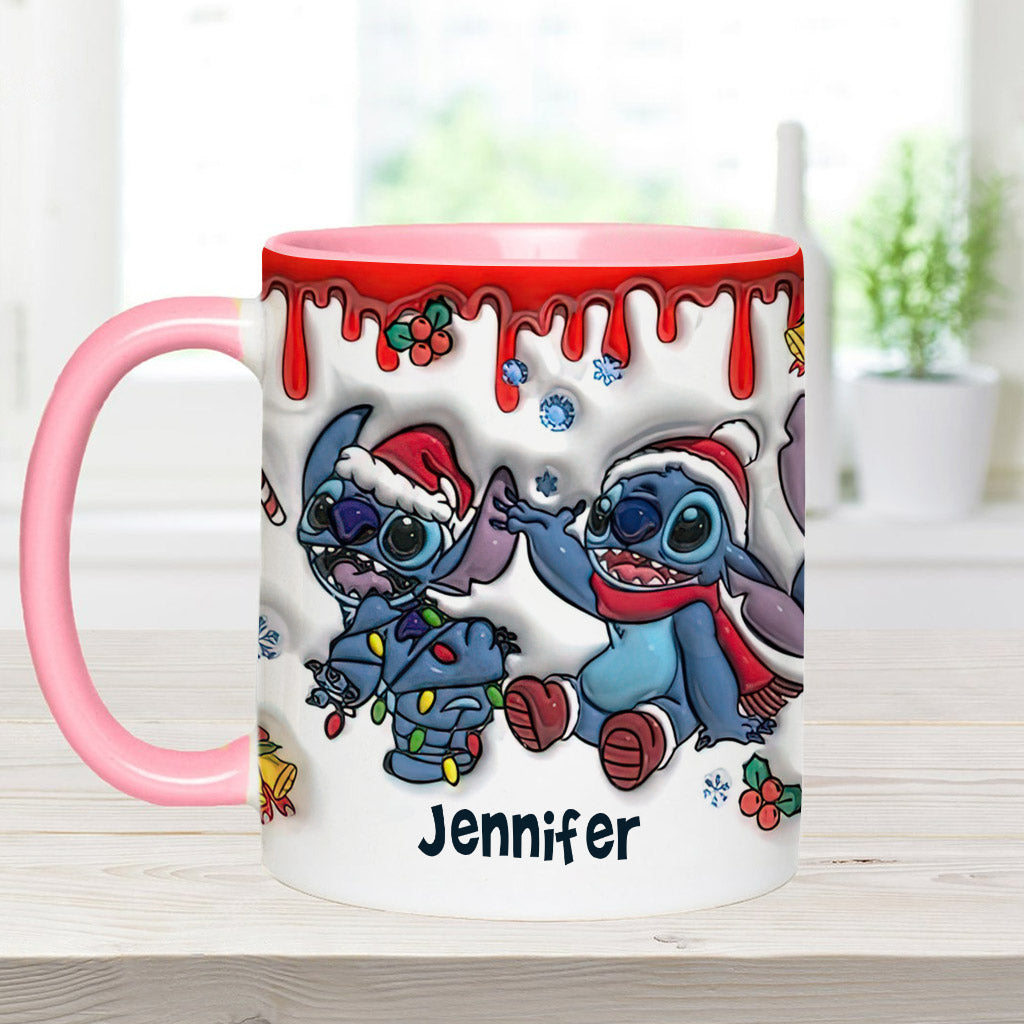 Personalized Christmas Accent Mug with Ohana Design for Mom Accent Mug GradoCreations