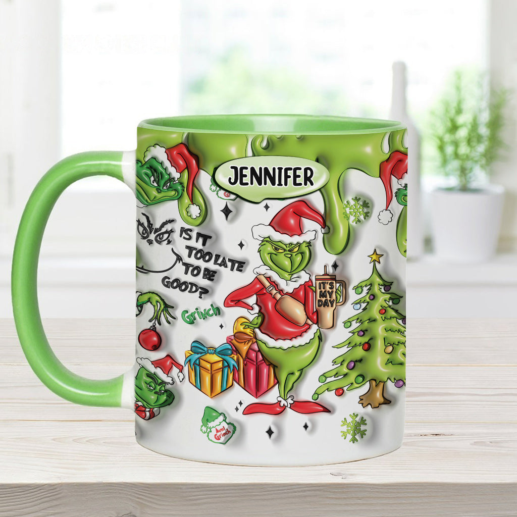 Personalized Grinch Accent Mug Custom Name Christmas Gift Accent Mug GradoCreations