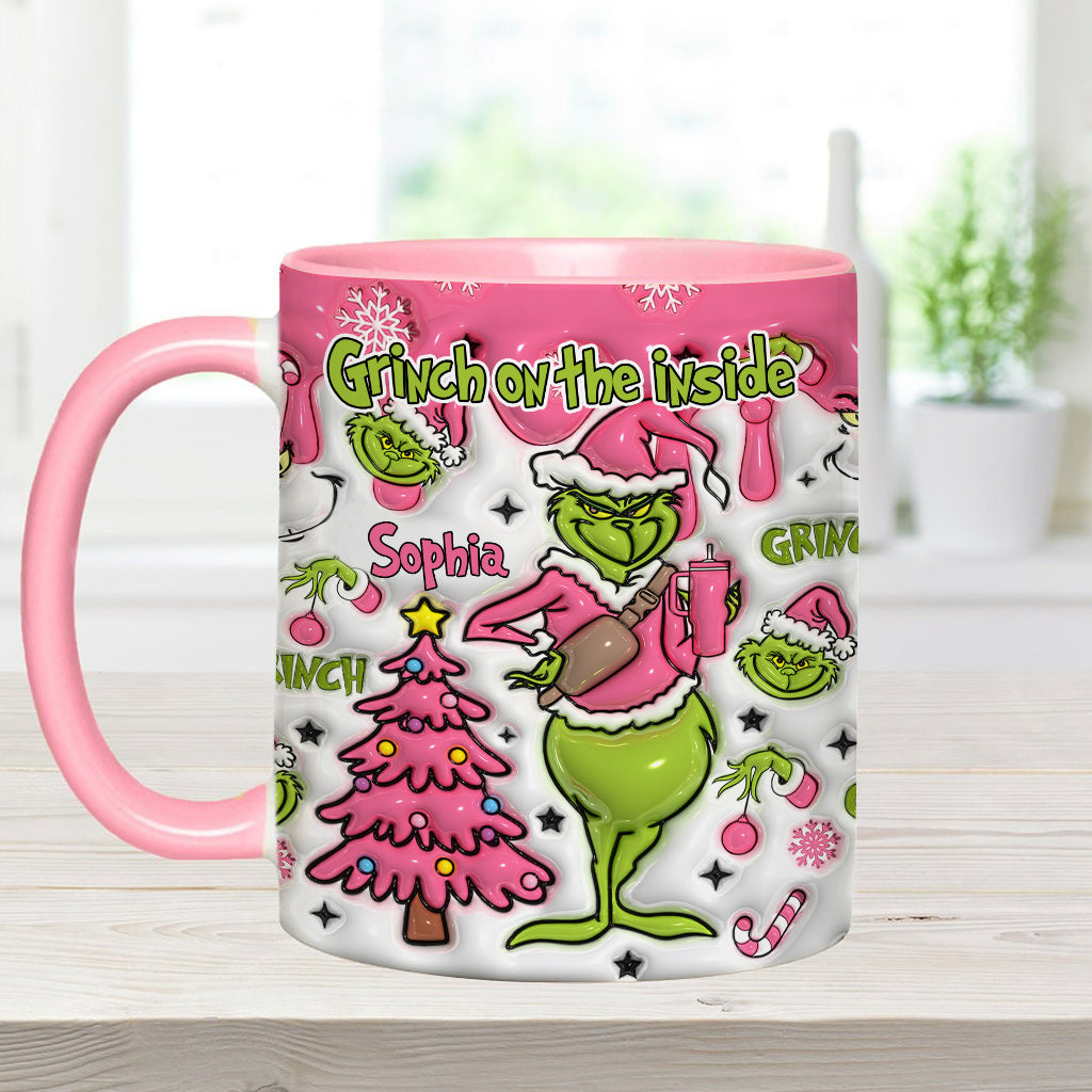 Personalized Grinch Accent Mug Custom Name Holiday Gift Accent Mug GradoCreations