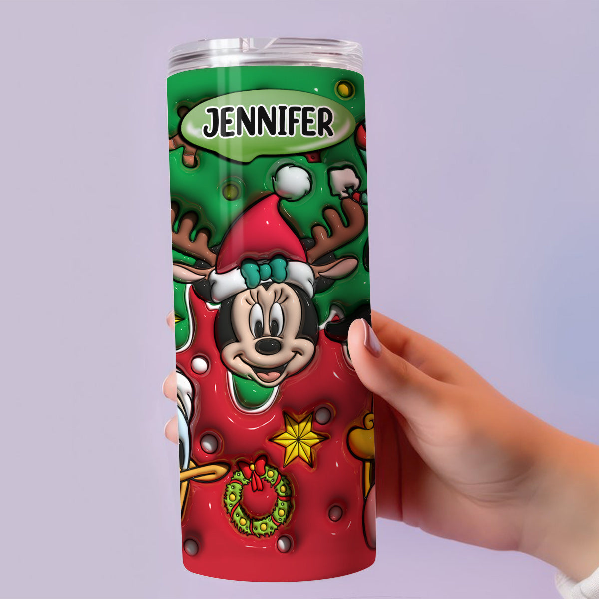 Personalized Christmas Mouse Skinny Tumbler Custom Name Gift Skinny Tumbler GradoCreations