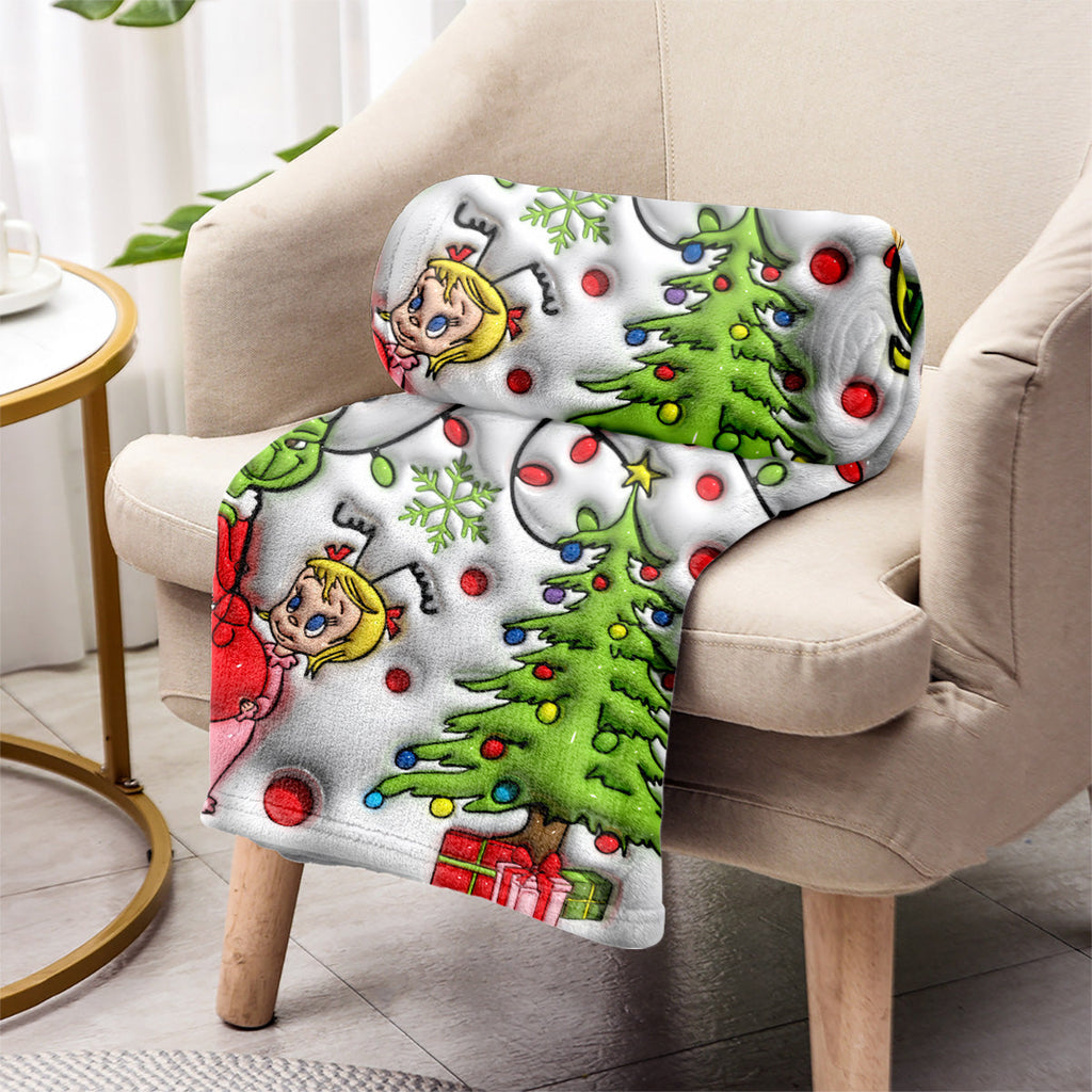Personalized Grinch Blanket Custom Name Gift for Christmas Blanket GradoCreations