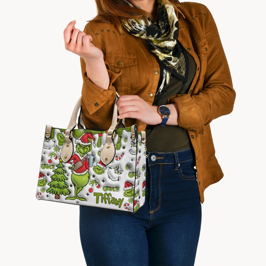Personalized Merry Grinchmas Leather Handbag Gift for Women Leather Handbag GradoCreations