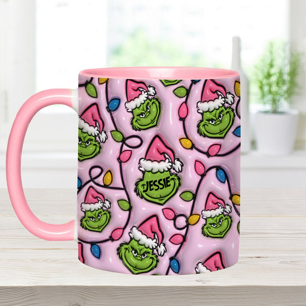 Personalized Christmas Accent Mug with Grinch Design for Kids Accent Mug GradoCreations