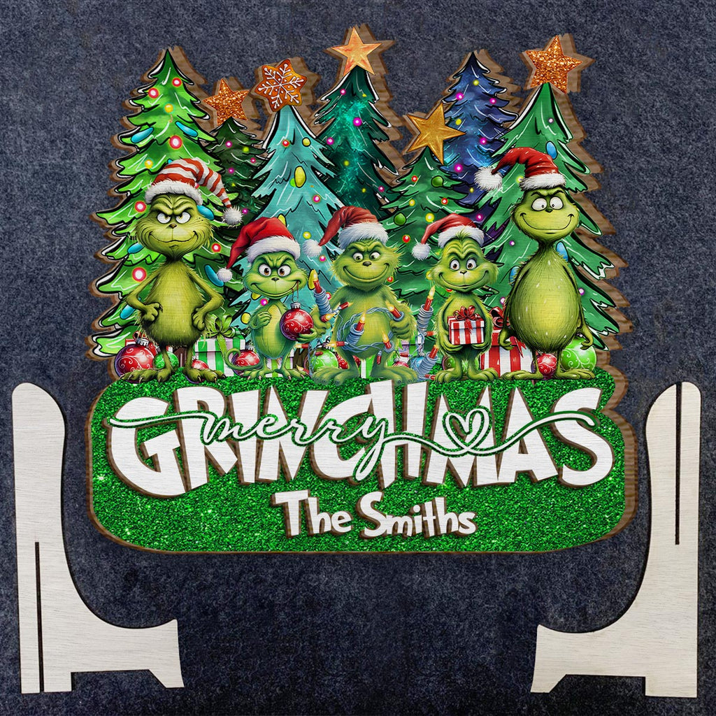 Personalized Merry Grinchmas 2 Layered Wood Sign for Christmas 2 Layered Wood Sign GradoCreations