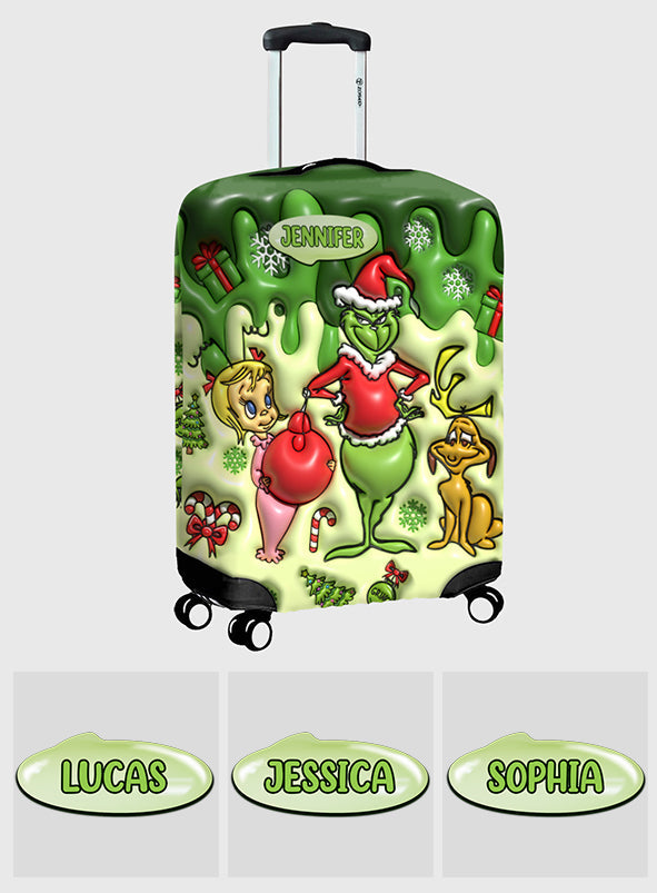 Personalized Grinchmas Luggage Cover Custom Family Name Gift Luggage Cover GradoCreations