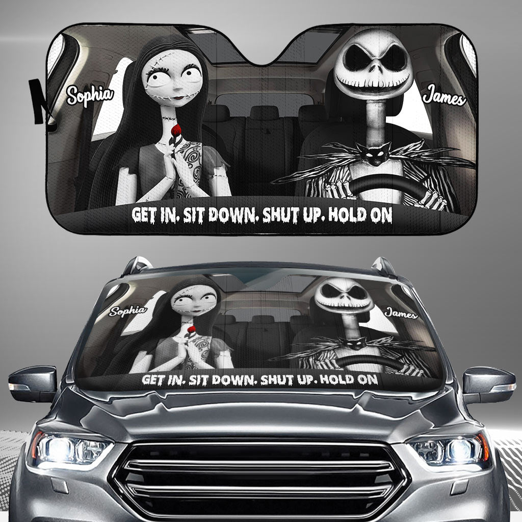 Personalized Nightmare Car Sunshade Custom Names Gift for Couple Car Sunshade GradoCreations