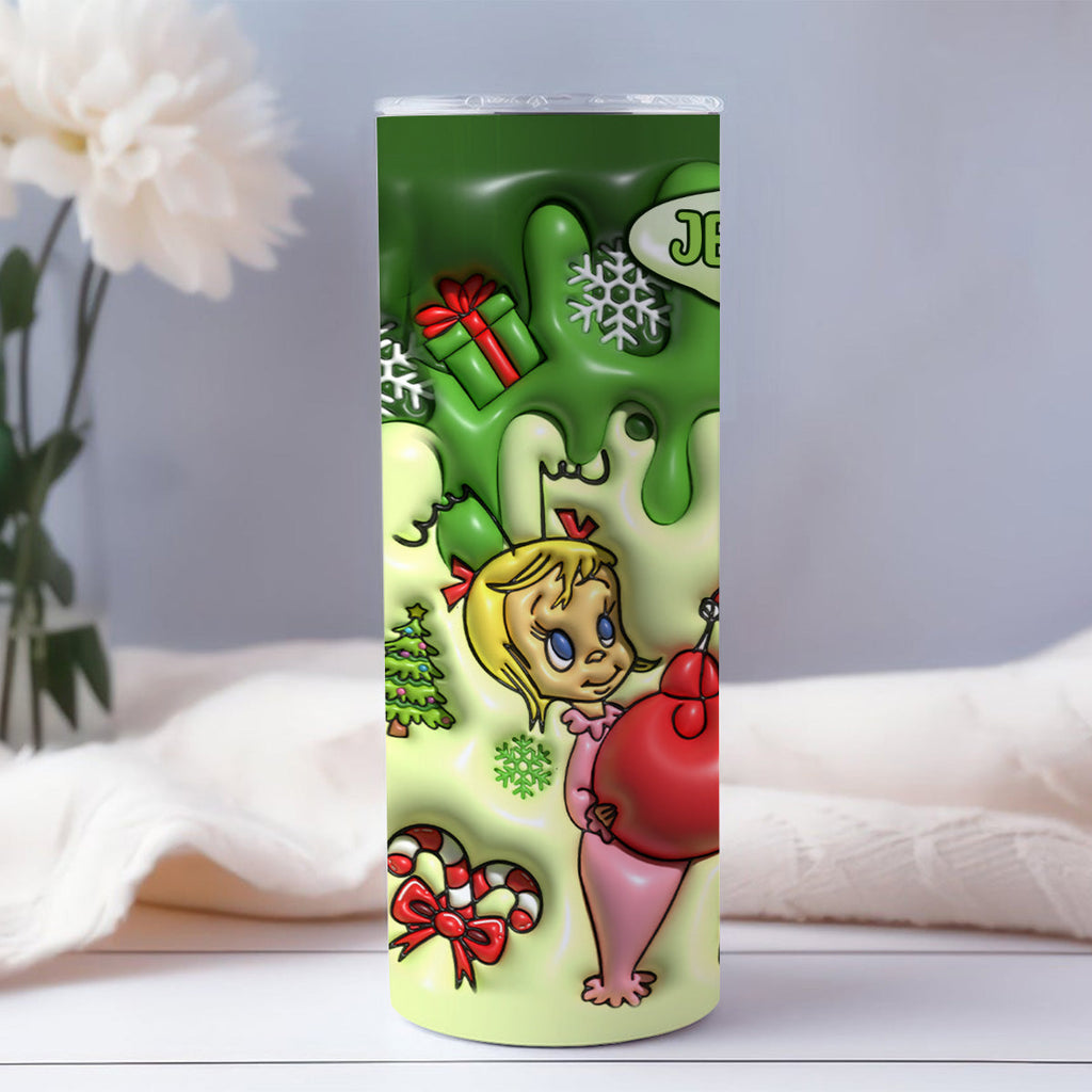 Personalized Grinchmas Skinny Tumbler Custom Name Gift for Christmas Skinny Tumbler GradoCreations