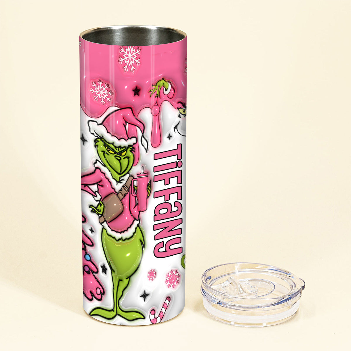 Personalized Grinchmas Skinny Tumbler Custom Name Holiday Gift Skinny Tumbler GradoCreations