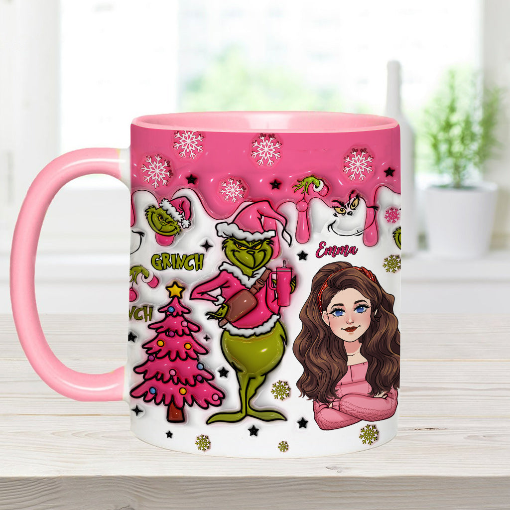 Personalized Grinch Accent Mug with Custom Name for Christmas Gift Accent Mug GradoCreations