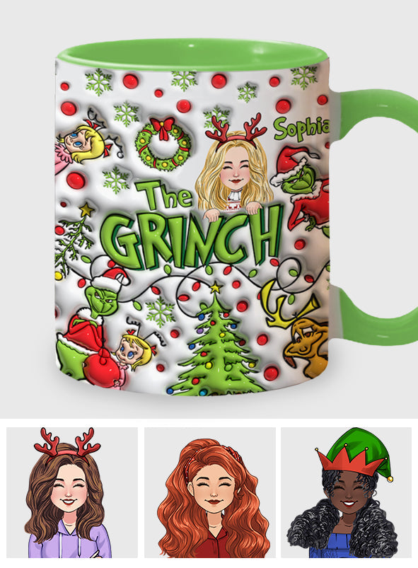 Personalized The Grinch Accent Mug Custom Name Christmas Gift Accent Mug GradoCreations