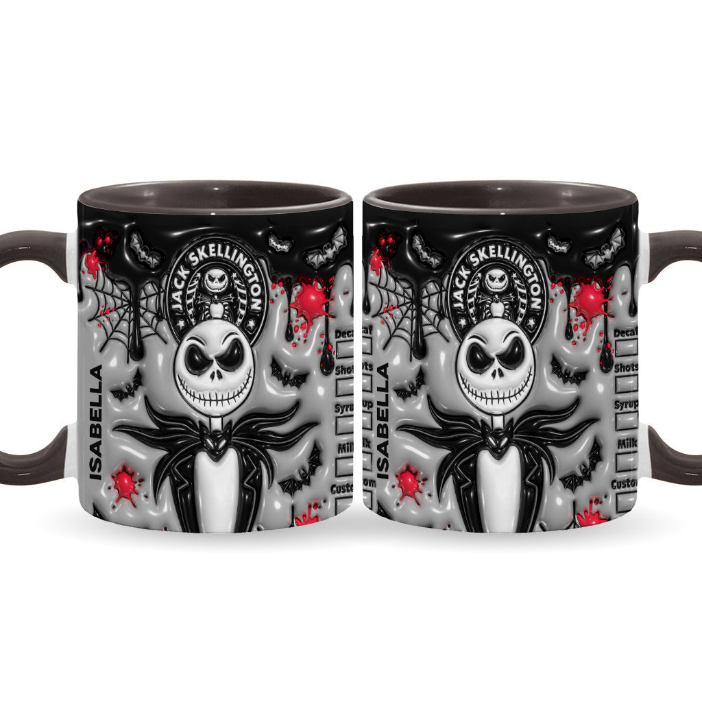 Personalized Nightmare Skeleton Mug Custom Name Gift for Halloween Accent Mug GradoCreations
