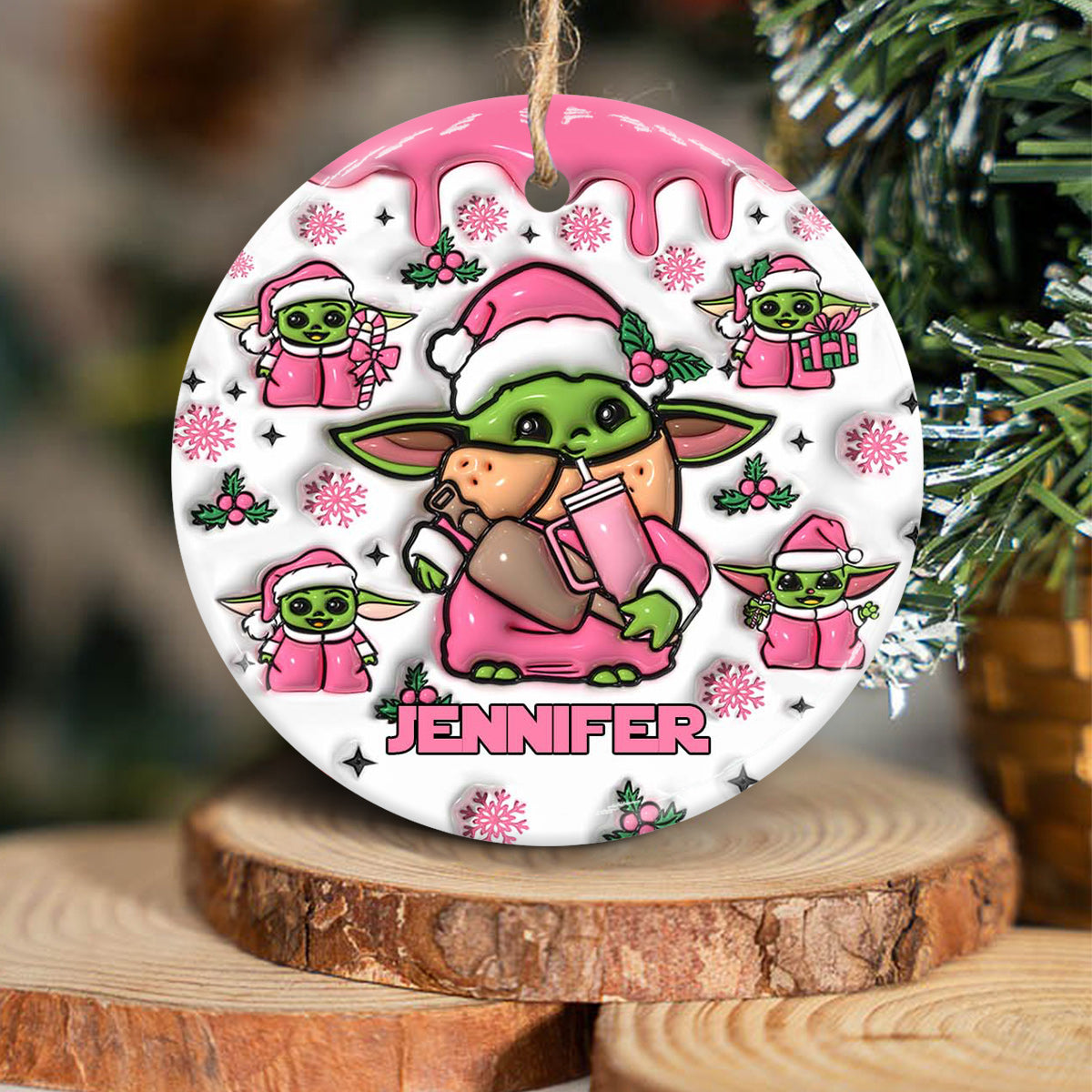 Personalized Ceramic Circle Ornament Cute Child Gift for Christmas Ceramic Circle Ornament GradoCreations