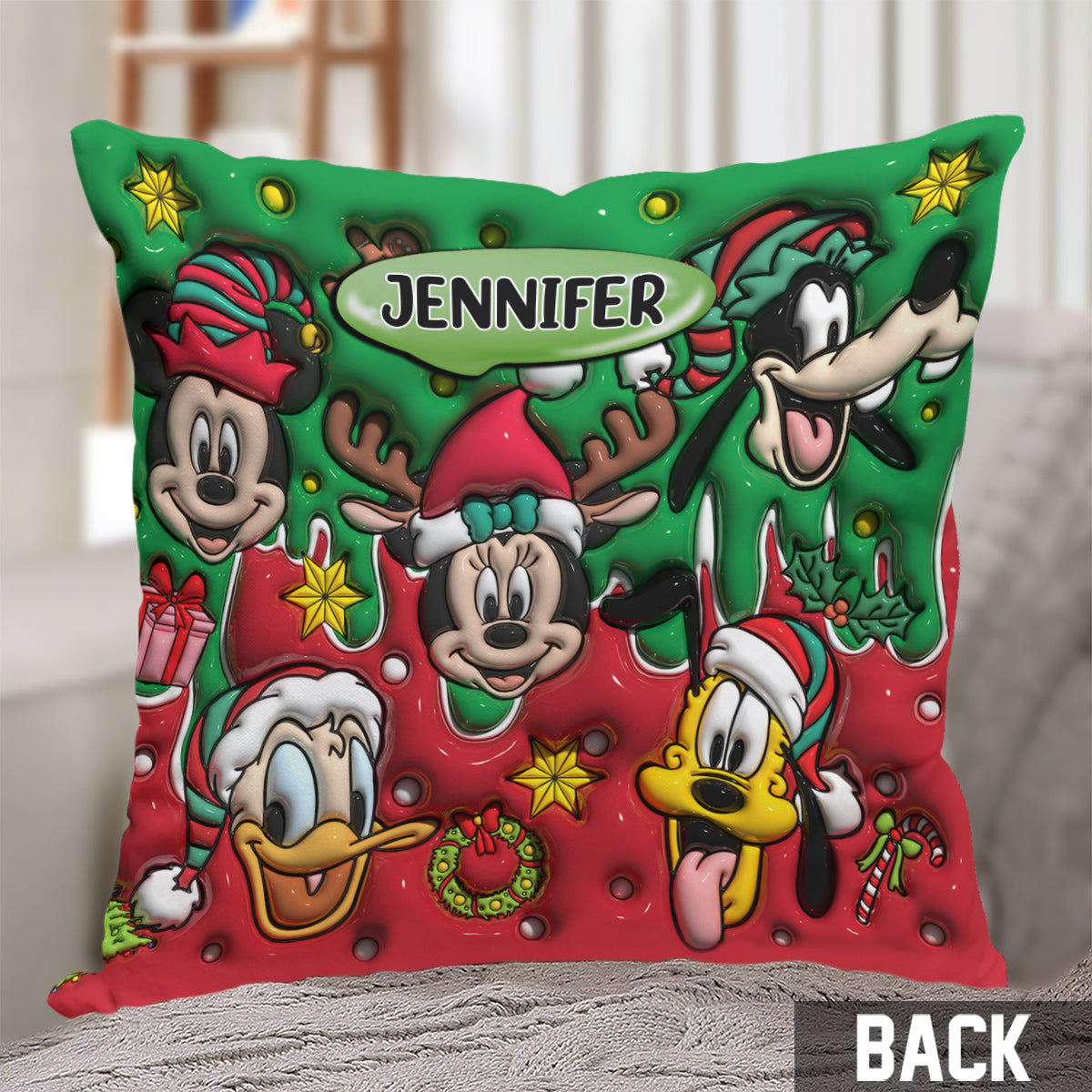 Personalized Christmas Mouse Throw Pillow Custom Name Gift Throw Pillow GradoCreations