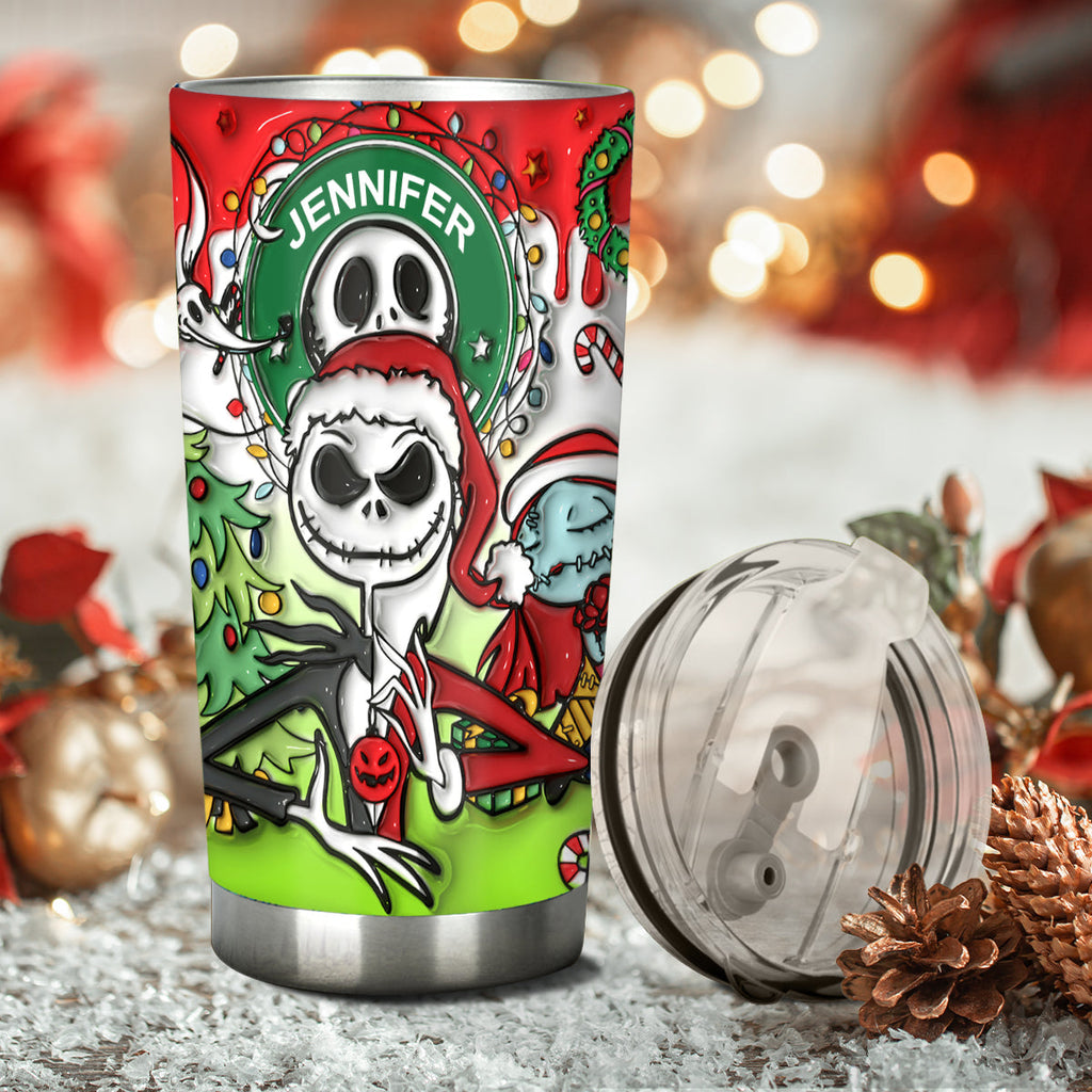 Personalized Nightmare Tumbler Custom Name Stainless Steel Gift for Halloween Christmas Tumbler GradoCreations