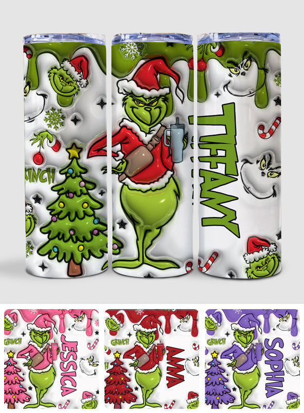 Personalized Grinch Christmas Skinny Tumbler Custom Name Gift Skinny Tumbler GradoCreations