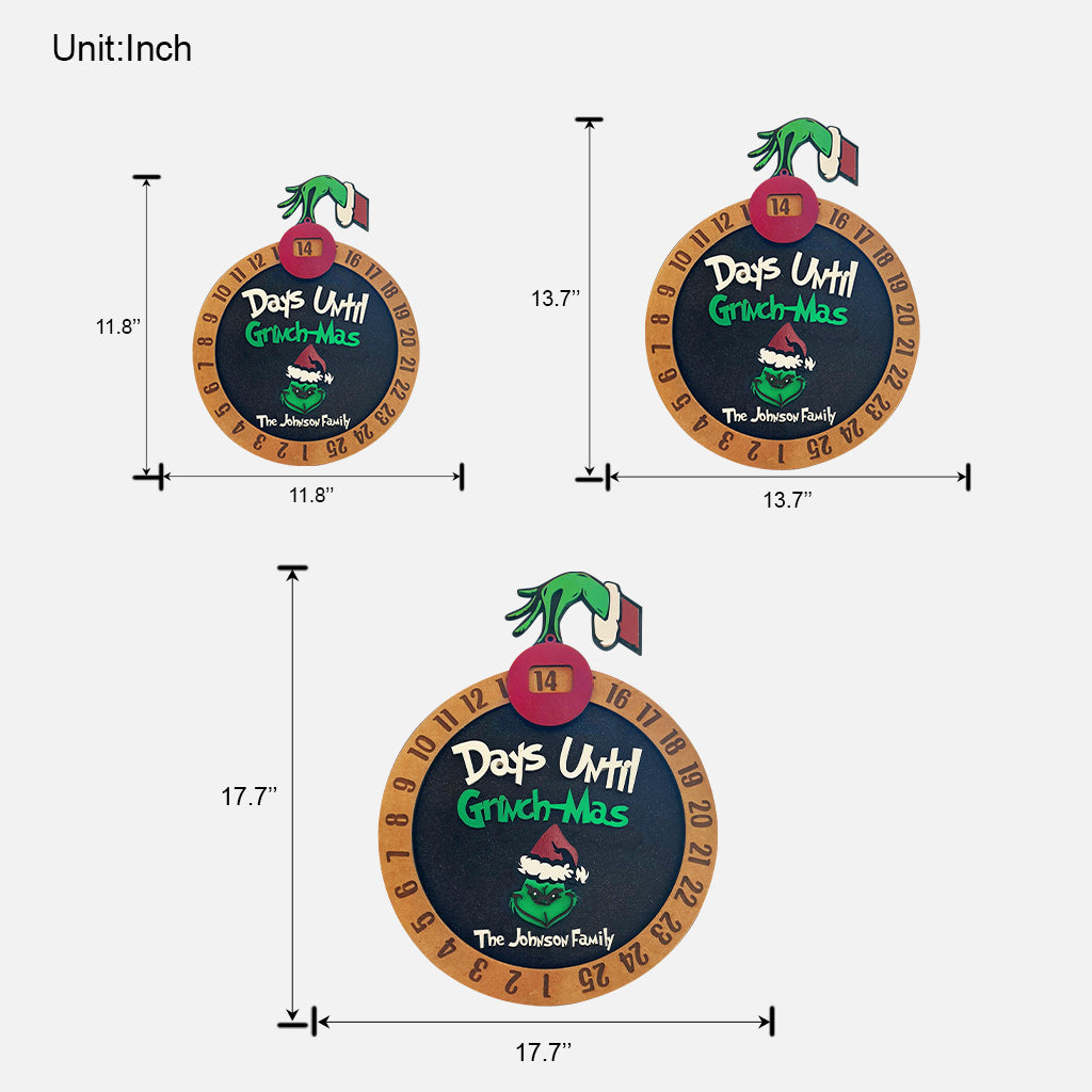 Personalized Grinch Christmas Countdown Sign for Family Christmas Countdown Wood Sign 1 GradoCreations