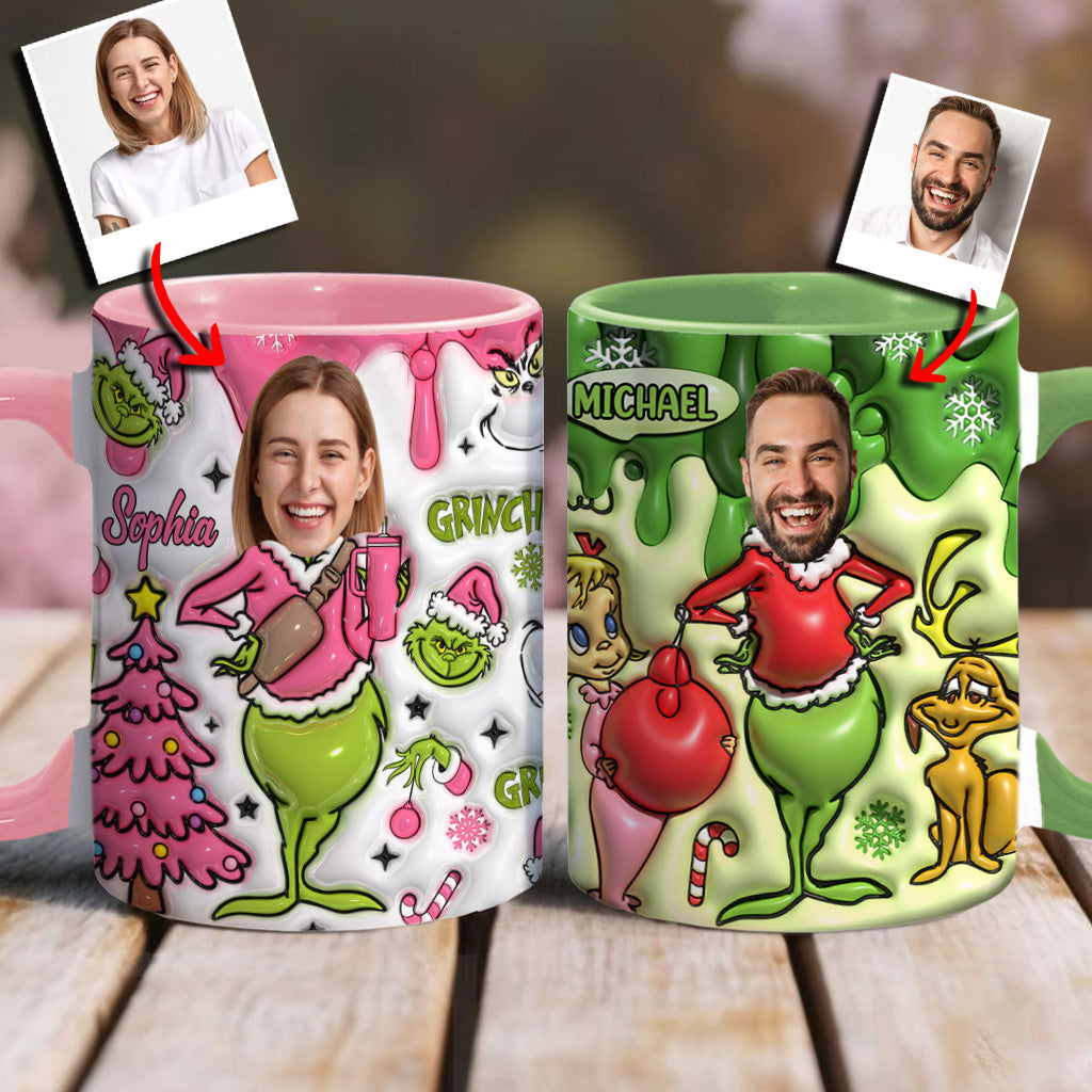 Personalized Grinch Christmas Accent Mug Custom Name Gift Accent Mug GradoCreations