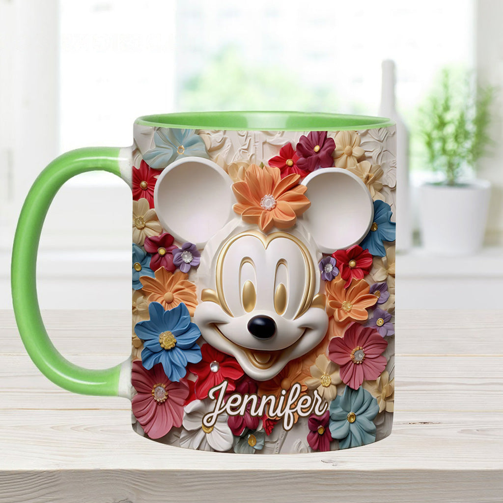 Personalized Floral Mouse Accent Mug Custom Name Gift for Mom Accent Mug GradoCreations