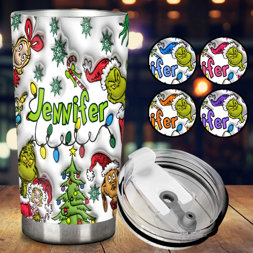 Personalized Grinch Tumbler with Name Custom Christmas Gift Tumbler GradoCreations