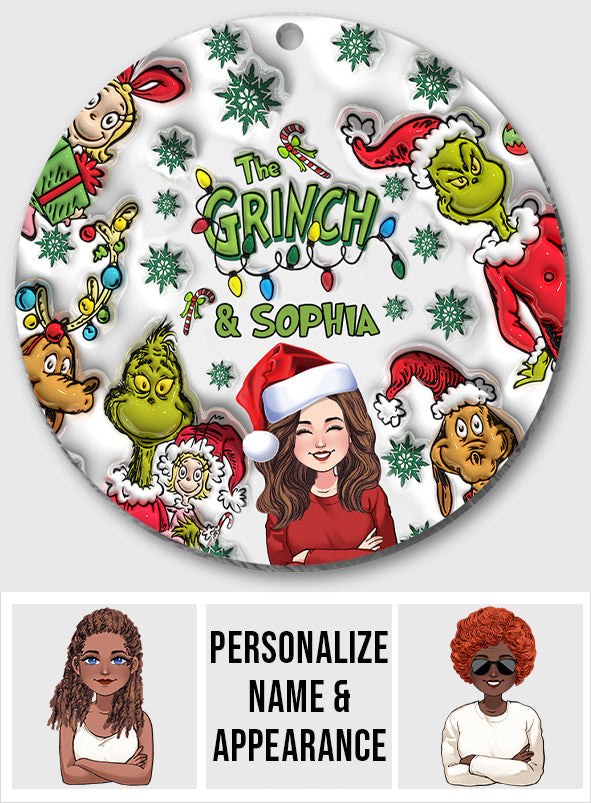 Personalized Grinch Christmas Ornament Custom Name Gift Ornament GradoCreations