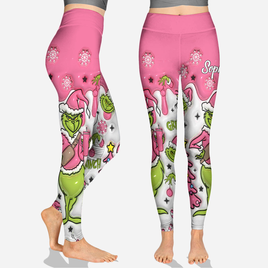 Personalized Grinch Hoodie and Leggings Set for Christmas | Custom Name Gift Hoodie & Leggings GradoCreations
