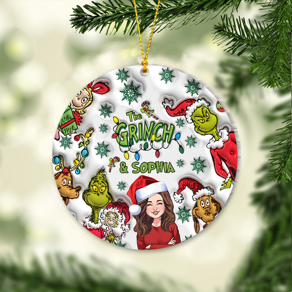 Personalized Grinch Christmas Ornament Custom Name Gift Ornament GradoCreations