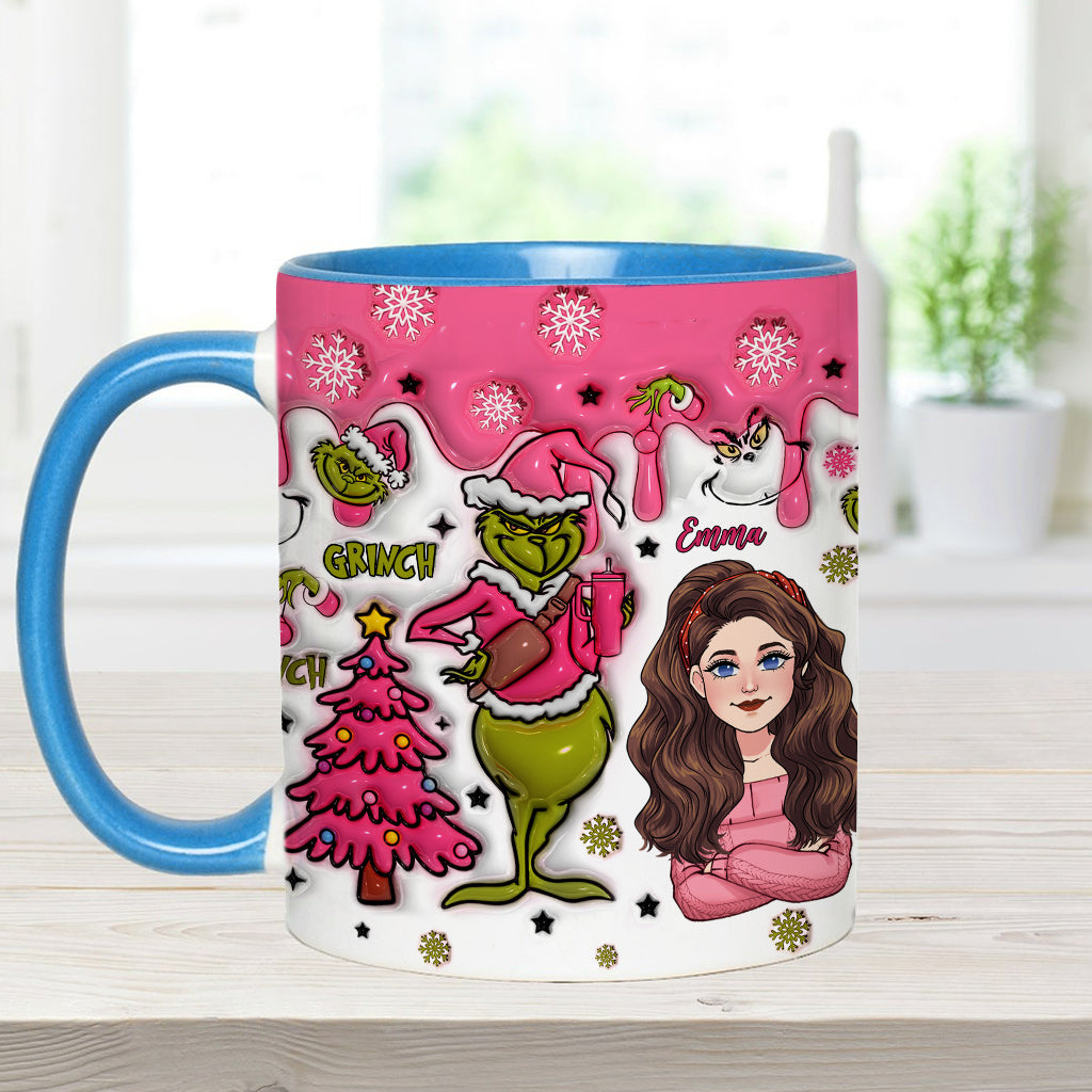 Personalized Grinch Accent Mug with Custom Name for Christmas Gift Accent Mug GradoCreations