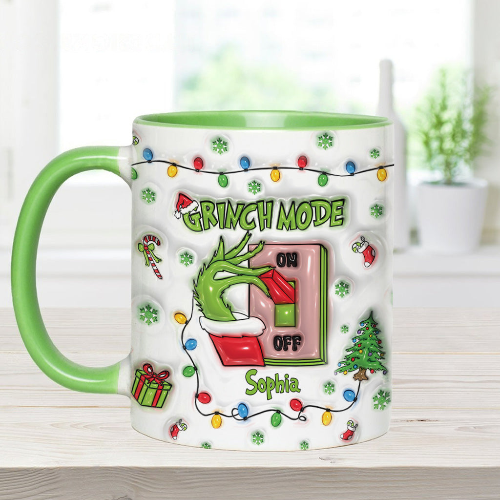 Personalized Grinch Mode Accent Mug Custom Name Holiday Gift Accent Mug GradoCreations