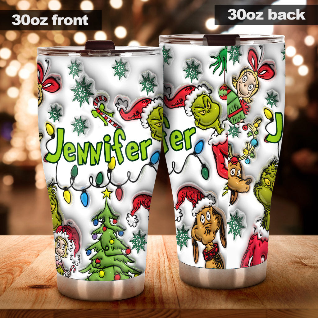 Personalized Grinch Tumbler with Name Custom Christmas Gift Tumbler GradoCreations