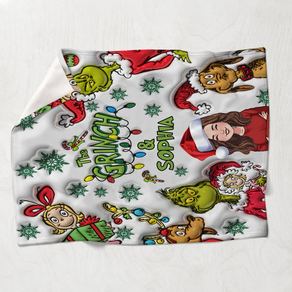 Personalized Grinch Christmas Blanket Custom Name Gift Blanket GradoCreations