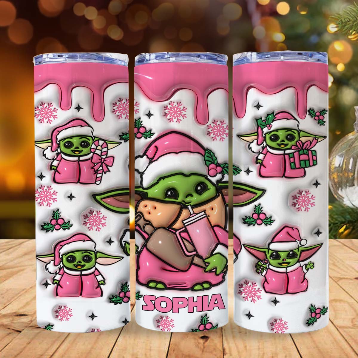 Personalized Pink Skinny Tumbler Custom Name Holiday Gift Skinny Tumbler GradoCreations