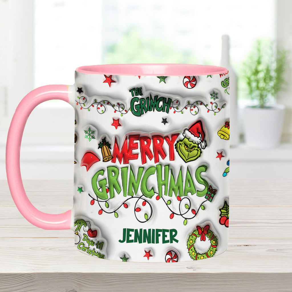 Personalized Grinch Christmas Accent Mug Custom Name Gift Accent Mug GradoCreations