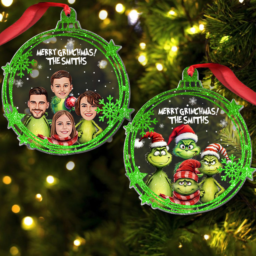 Personalized Merry Grinchmas One-sided Ornament Custom Family Gift One-sided Ornament GradoCreations