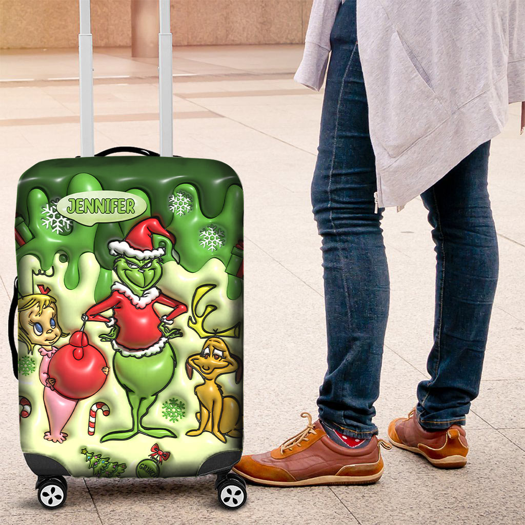 Personalized Grinchmas Luggage Cover Custom Family Name Gift Luggage Cover GradoCreations