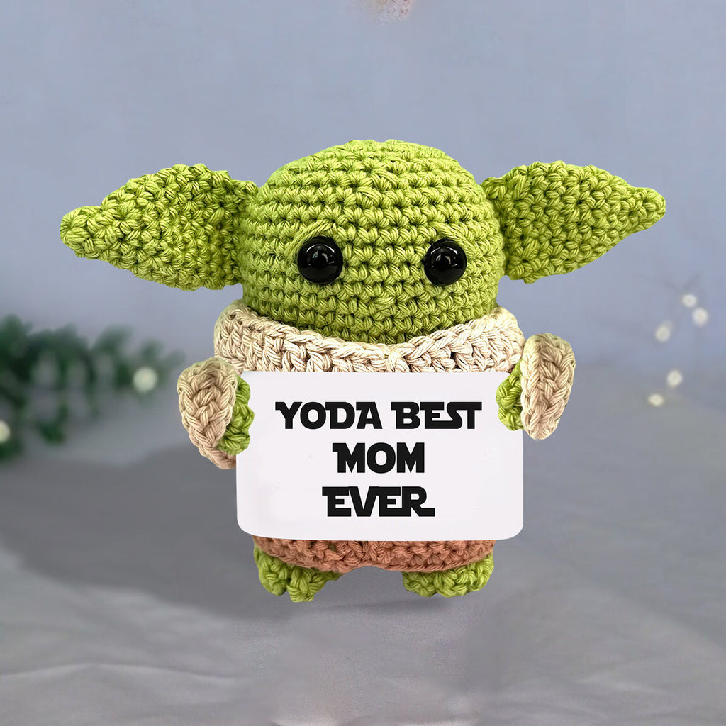 Personalized Hand Knitted Yoda Figurine Gift for Mom/Dad/Family Hand Knitted Figurine GradoCreations