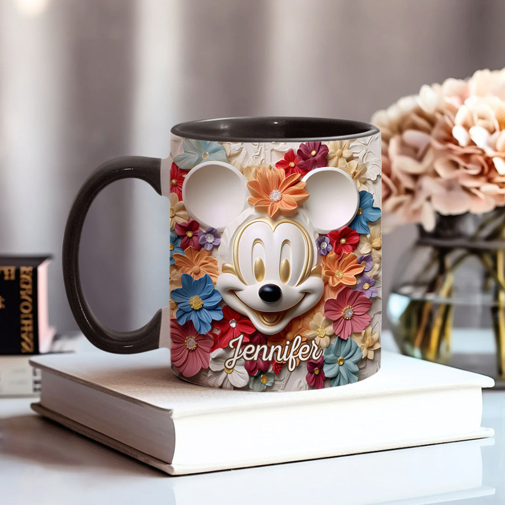 Personalized Floral Mouse Accent Mug Custom Name Gift for Mom Accent Mug GradoCreations