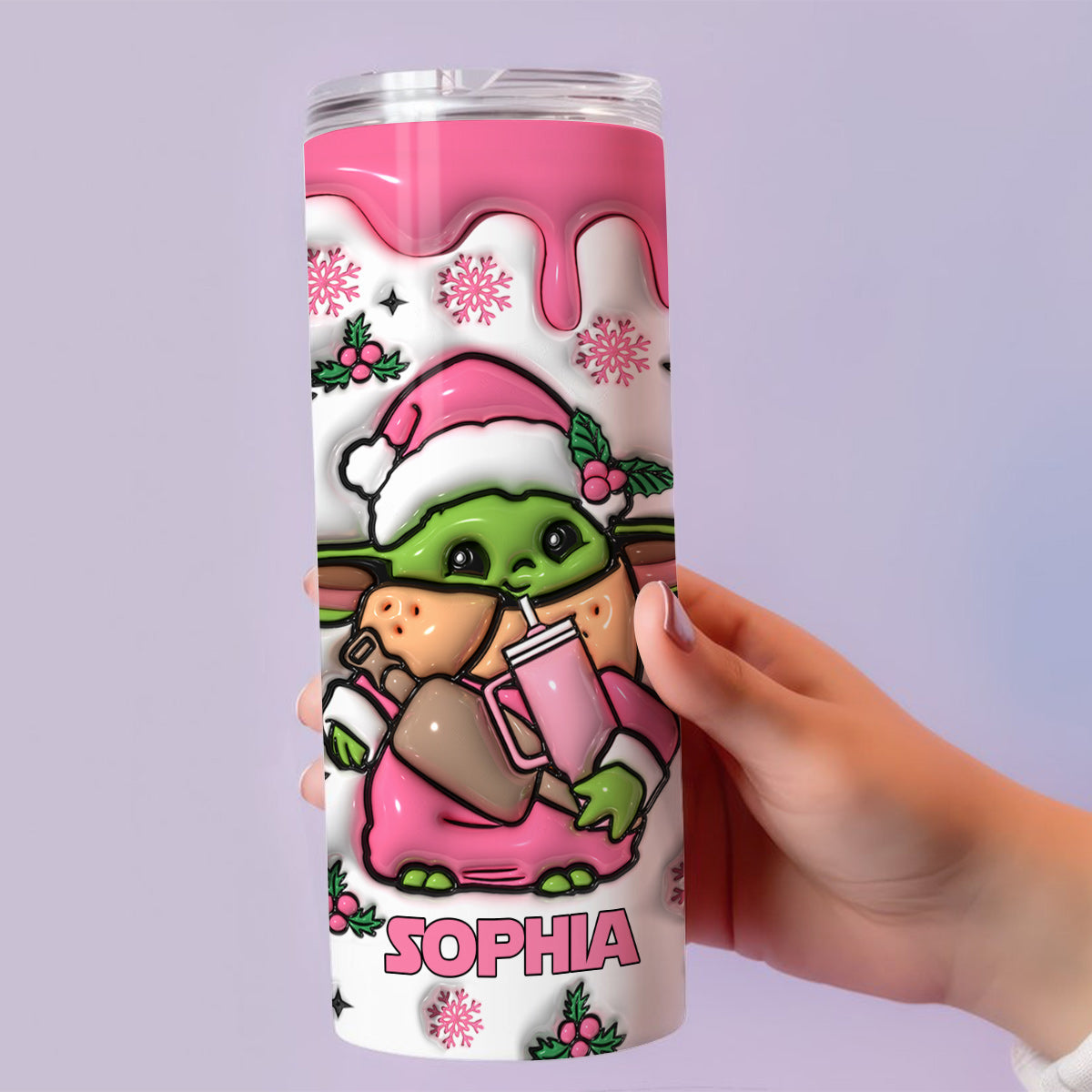 Personalized Pink Skinny Tumbler Custom Name Holiday Gift Skinny Tumbler GradoCreations