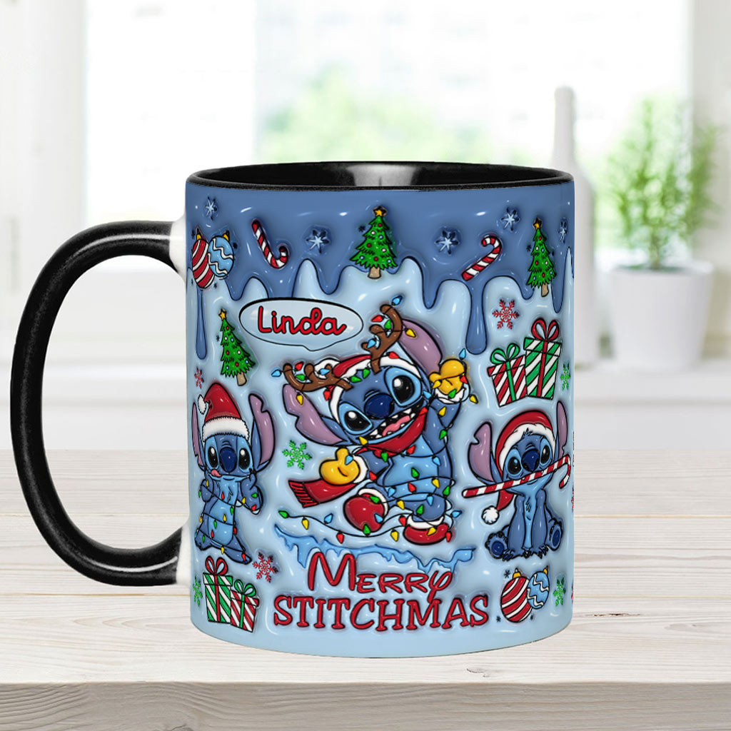 Personalized Merry Stitchmas Ohana Accent Mug Gift for Mom Accent Mug GradoCreations