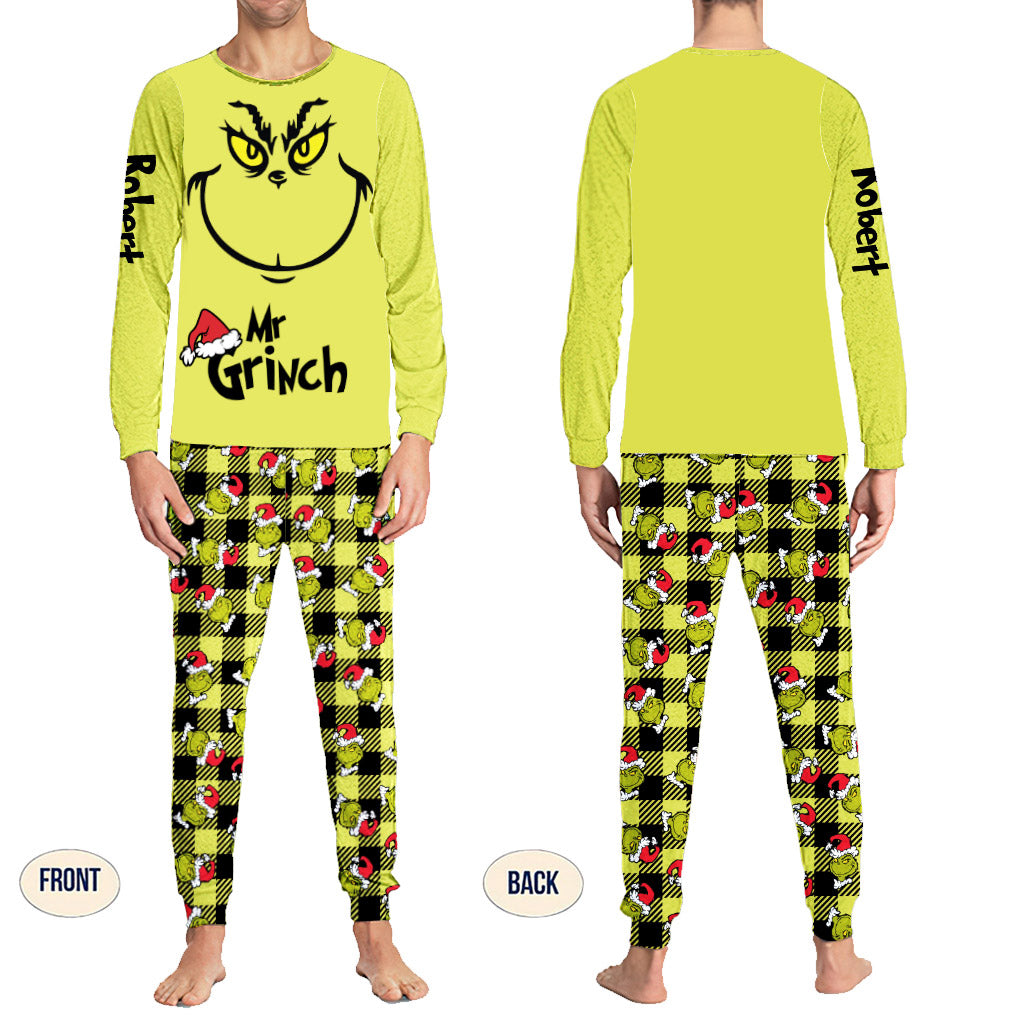 Personalized Grinch Couple Pajamas Set for Christmas | Custom Name Pajamas Set GradoCreations