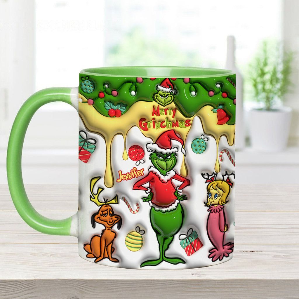 Personalized Merry Grinchmas Accent Mug Custom Name Gift Accent Mug GradoCreations