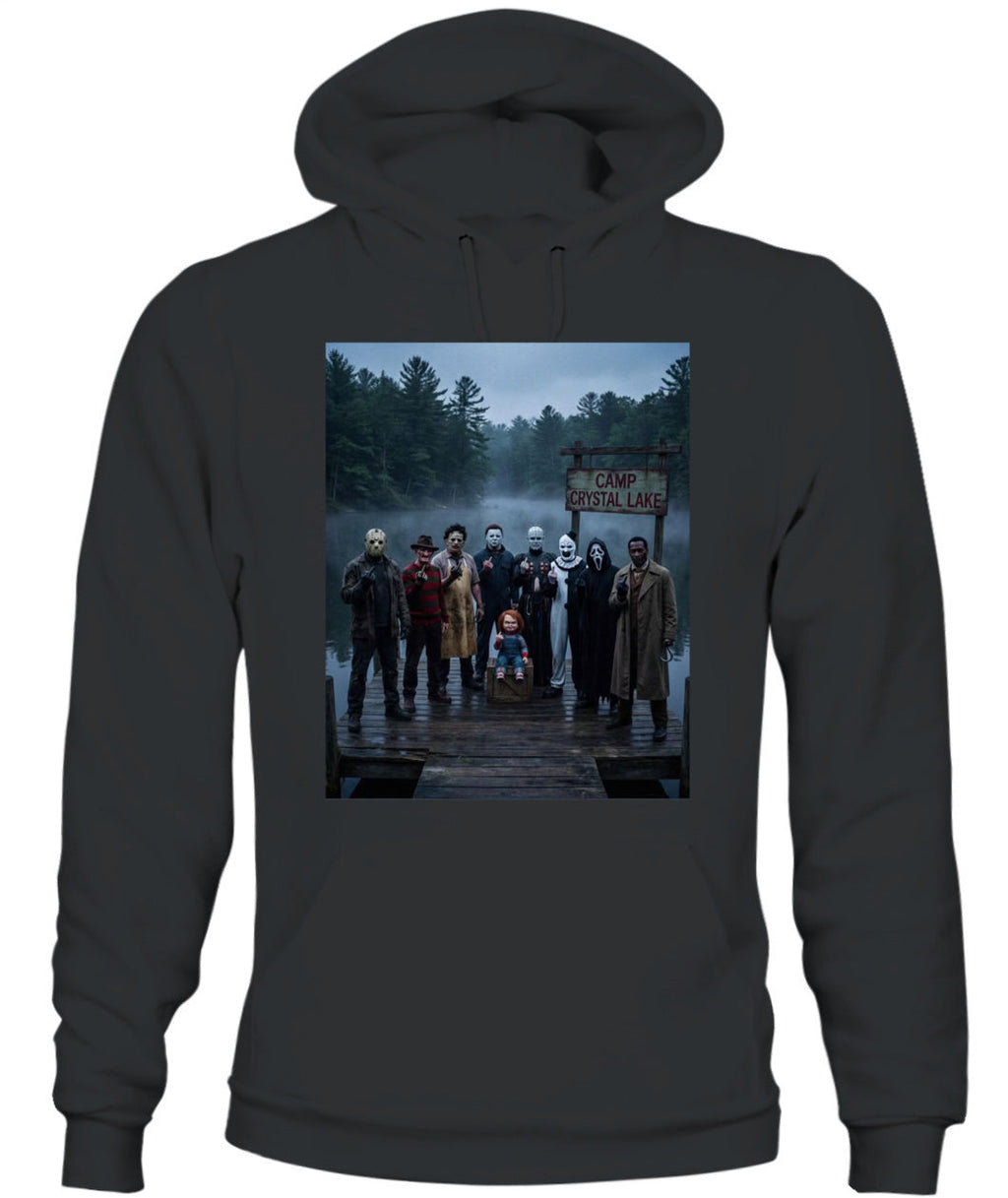 Camp Crystal Lake Horror Icons T-Shirt for Fans | Spooky Gift GradoCreations