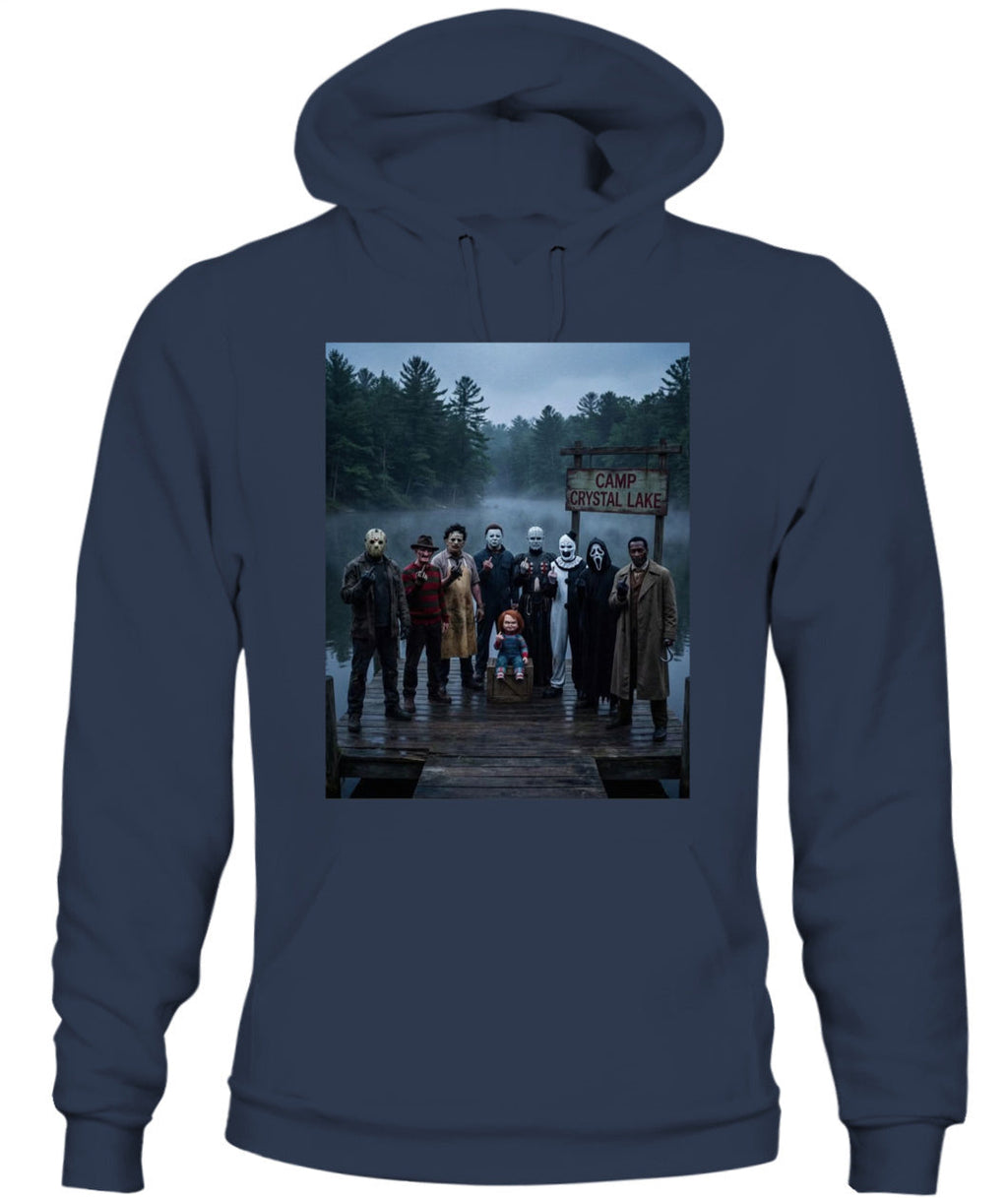 Camp Crystal Lake Horror Icons T-Shirt for Fans | Spooky Gift GradoCreations