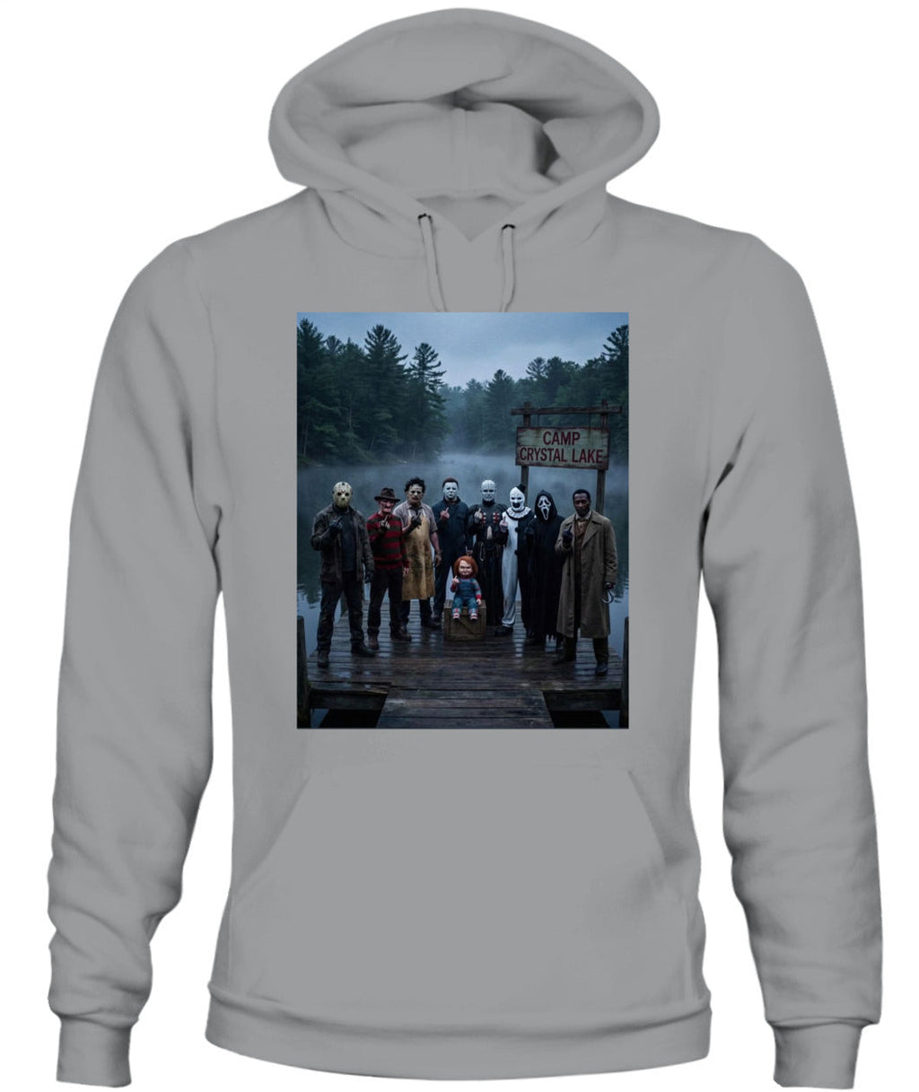Camp Crystal Lake Horror Icons T-Shirt for Fans | Spooky Gift GradoCreations