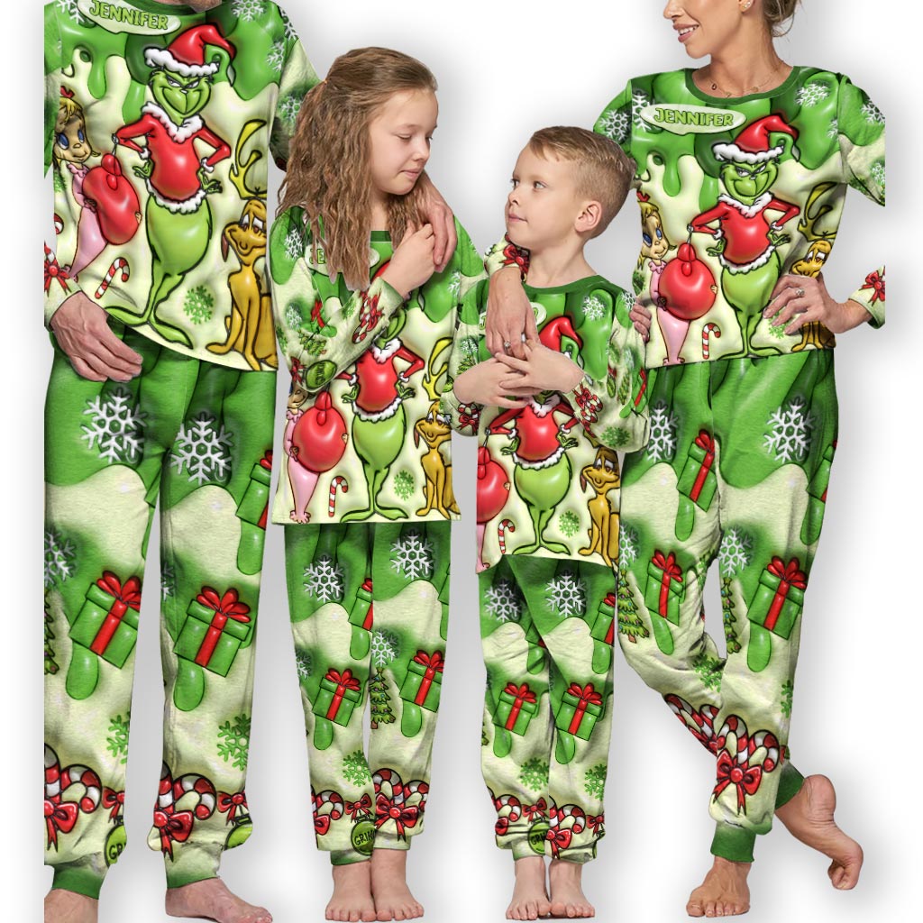 Personalized Grinch Christmas Pajamas Set for Family Pajamas Set GradoCreations